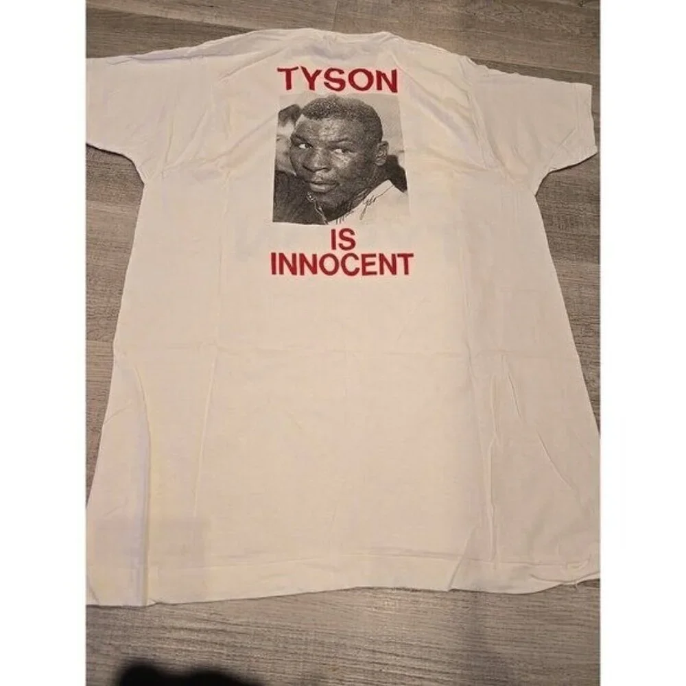 Free Mike Tyson T Shirt Is Innocent USA DeadStock BOXING Single Stitch Vintage - Picture 10 of 16
